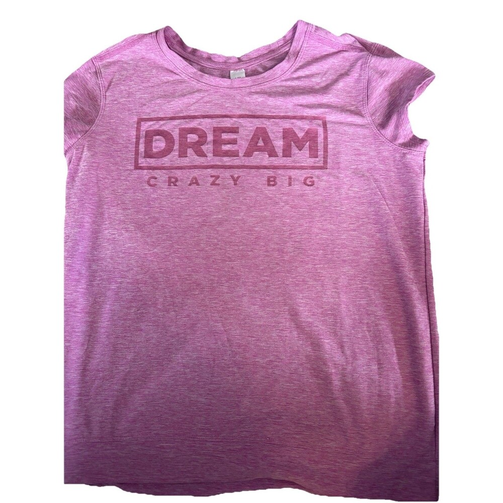 Athleta Girl Dream Crazy Big Graphic Tee Shirt Size L 12 Pink Short Sleeve
